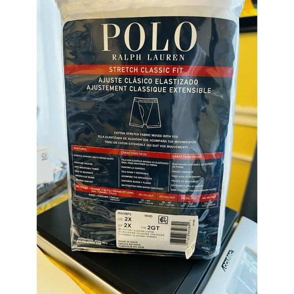 New Polo Ralph Lauren Men's 3-Pack Big & Tall Boxer Briefs Color White Size - Picture 5 of 5